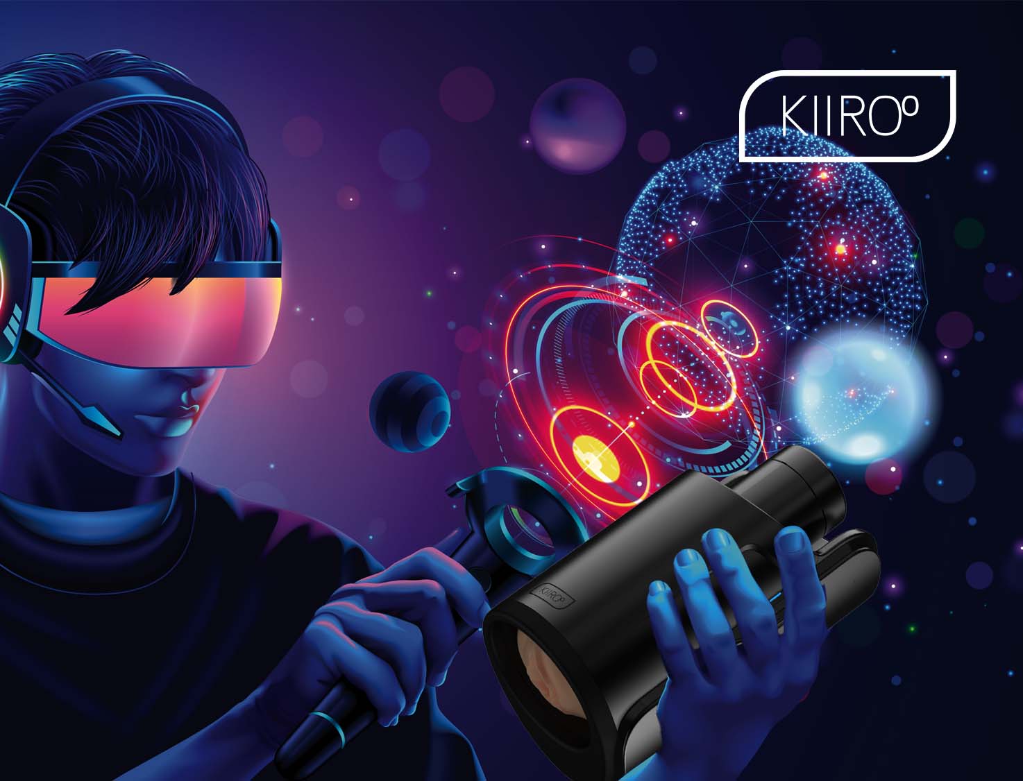 man holding keon by kiiroo with a vr headset on