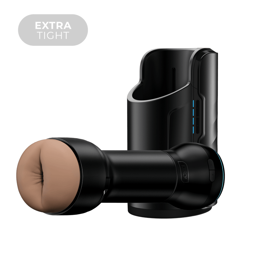 KIIROO-FeelStroker Extra Tight Butt mid-brown, Keon male masturbator, and PowerBlow blowjob machine combo