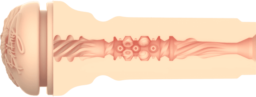 KIIROO-Cross-sectional view of the FeelBritney stroker's textured inner tunnel
