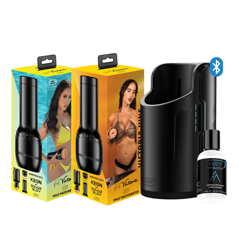 KIIROO-FeelVictoria stroker box, keon masturbator, and water-based lubes