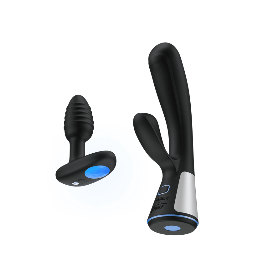 KIIROO-Fuse dual-stimulation vibrator, and Lumen interactive vibrating butt plug combo