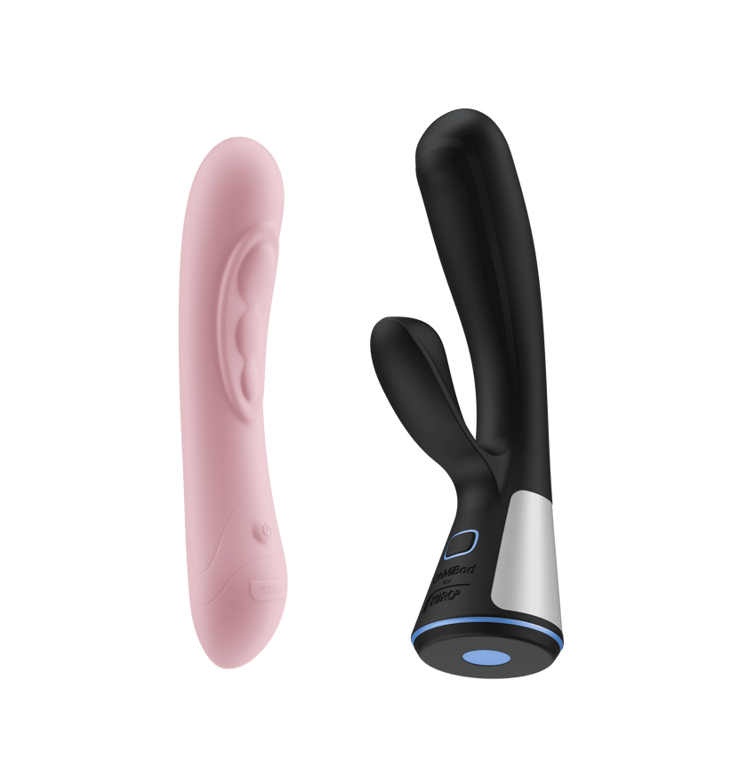KIIROO-Pearl3 pink G-spot vibrator, and Fuse dual stimulation vibrator combo