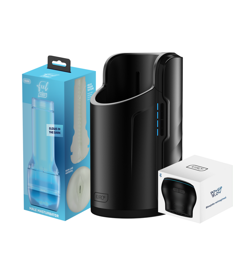 KIIROO-FeelGlow stroker box, Keon masturbator, and PowerBlow box