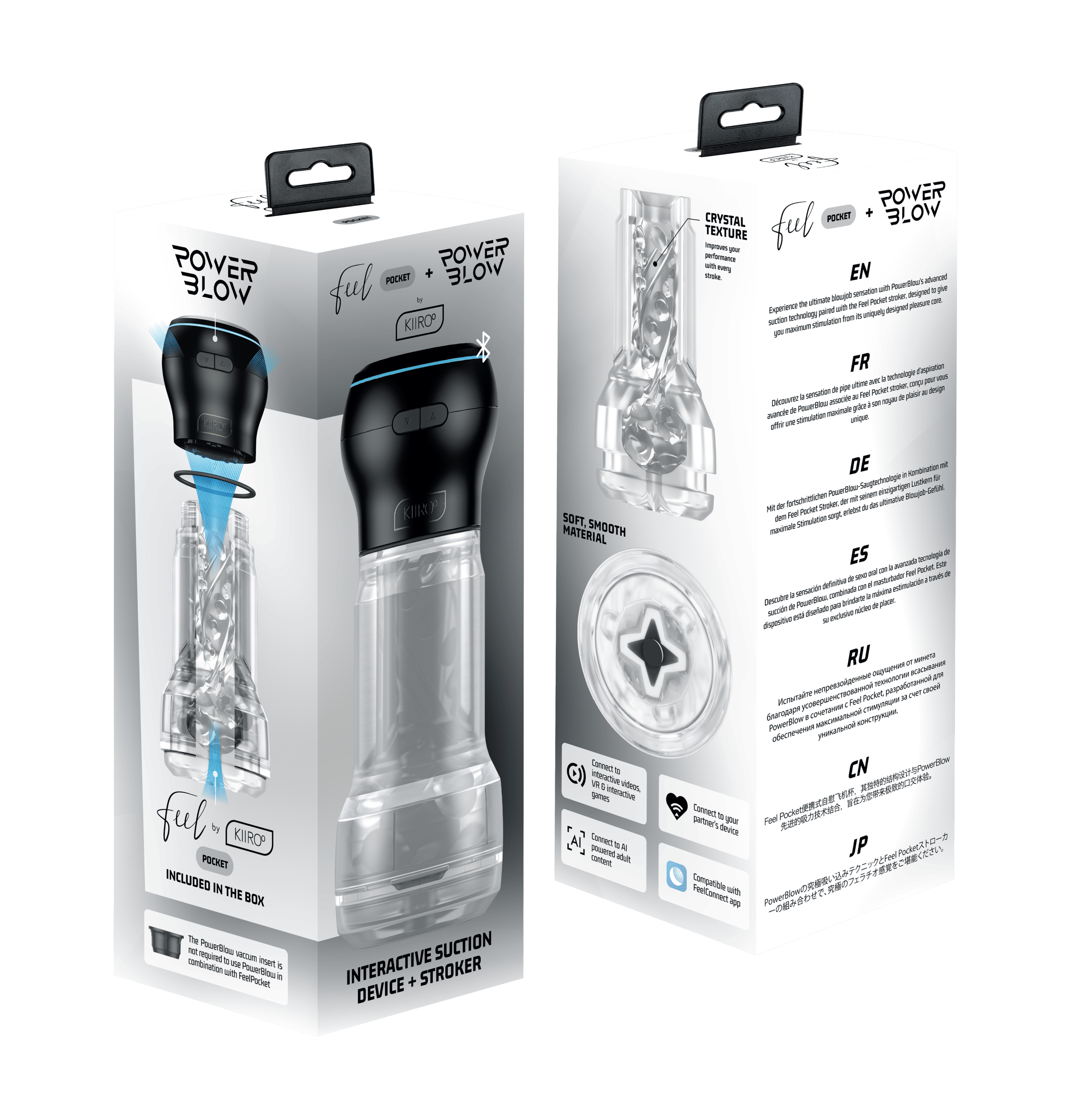 Powerblow suction device and Feel Pocket Stroker Crystal combo box