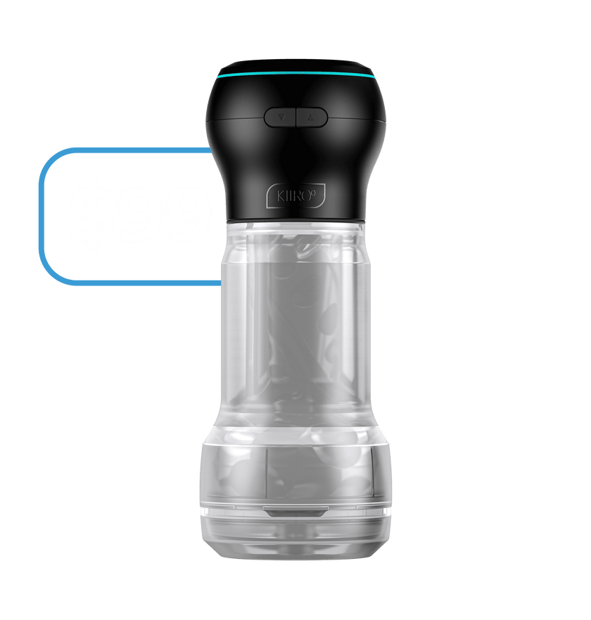 KIIROO-Feel Pocket Stroker Crystal assembled with PowerBlow blowjob machine