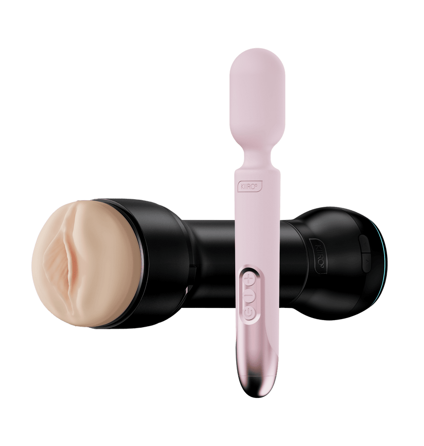 KIIROO-ProWand vibrator and PowerBlow with feelstroker pale color