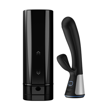 Onyx+ & Fuse Black Couple Set KIIROO-Onyx plus, interactive masturbator, and Fuse dual-stimulation vibrator