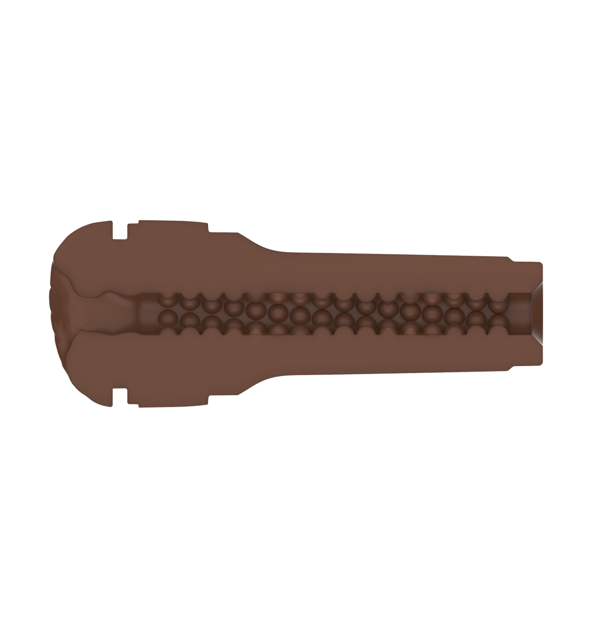 the inside of the feel stroker dark brown