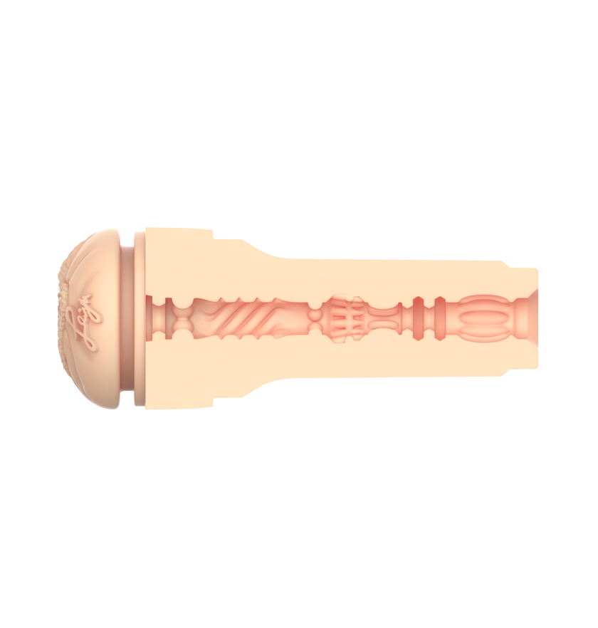 KIIROO-Cross-sectional view of the FeelLeigh stroker's textured inner tunnel