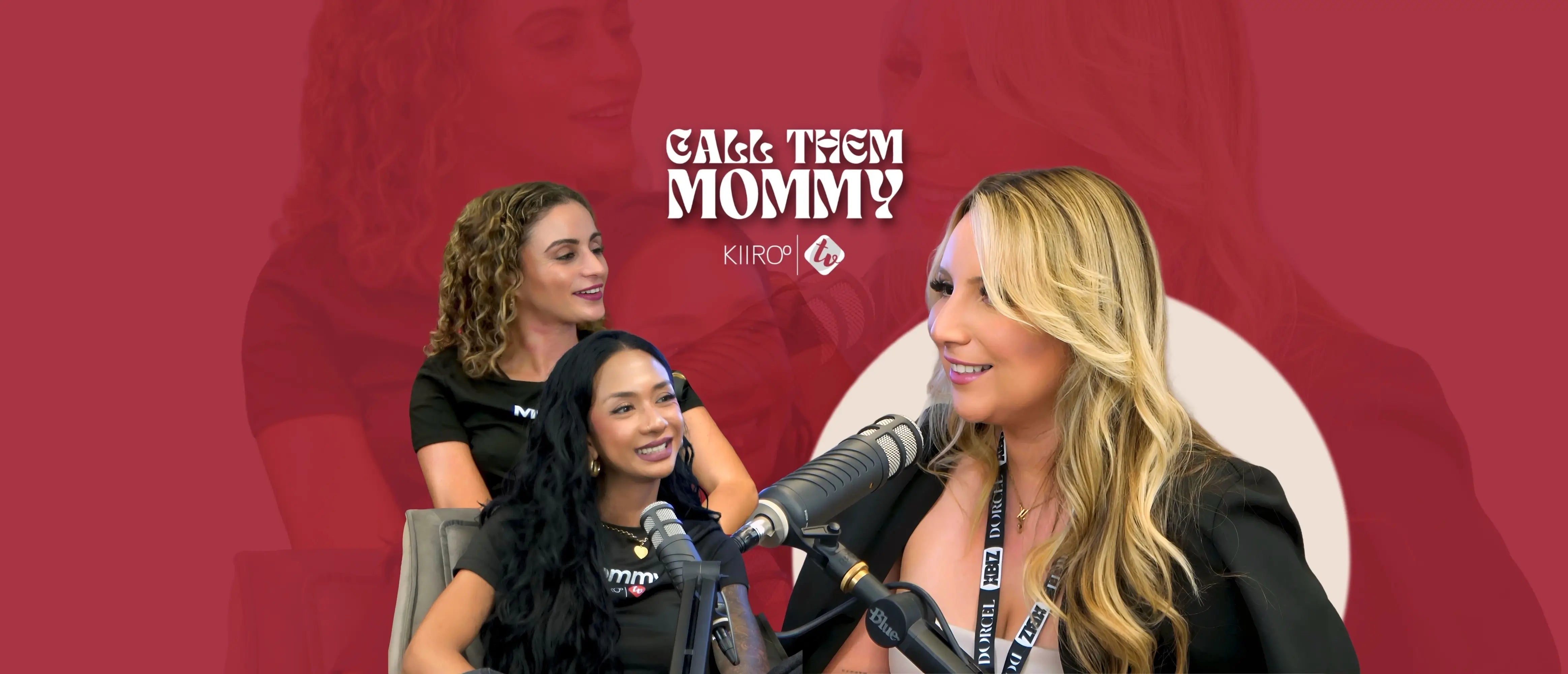 Call Them Mommy podcast hosts Ashton Egner and Kylie Marco with guest Athena Bellamy in the Kiiroo TV studio