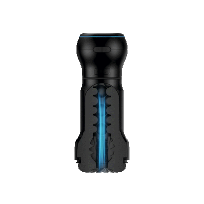Cross-sectional view of the Feelpocket
black stroker's inner tunnel, and Powerblow suction device