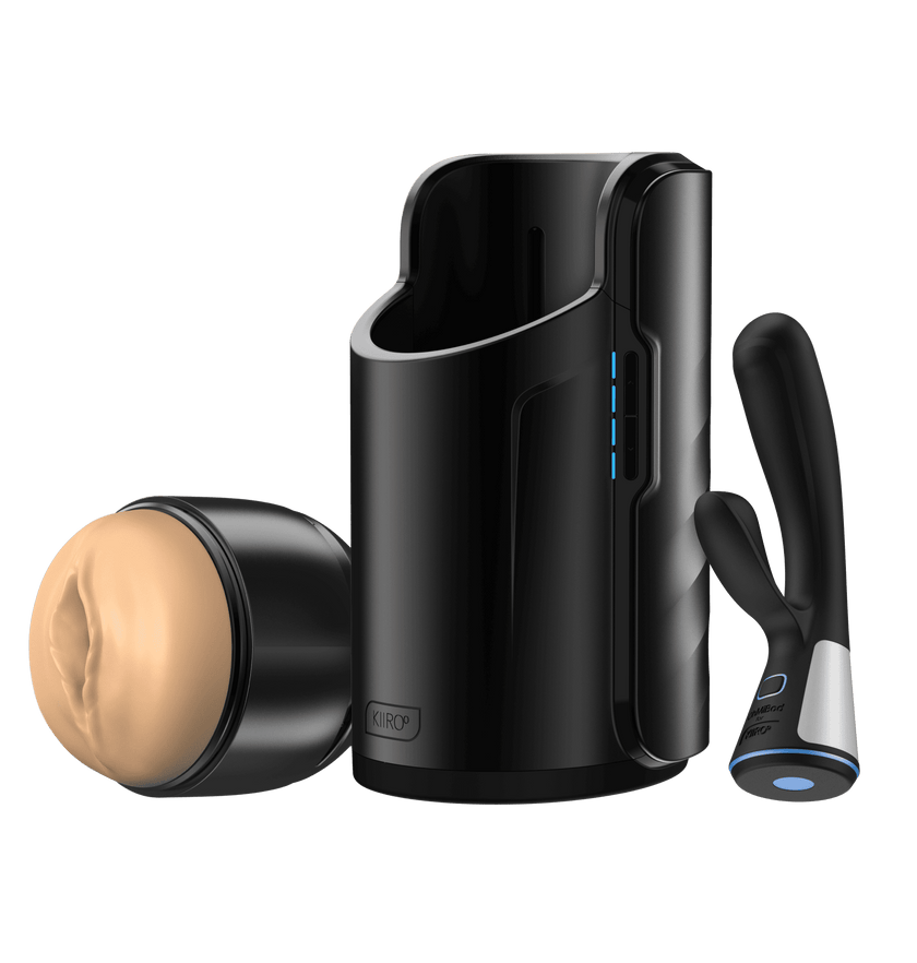 KIIROO-the FeelStroker light brown, the Keon automatic masturbator, and the Fuse interactive dual-stimulation vibrator
