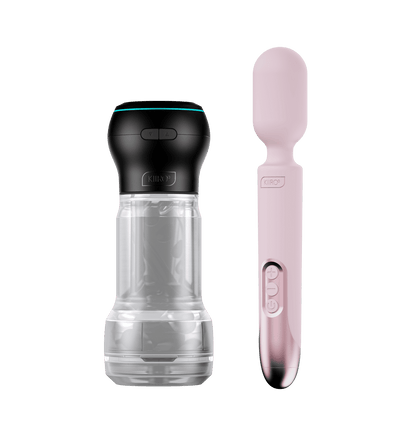 Feel Pocket Stroker Crystal
assembled with PowerBlow and ProWand vibrator combo