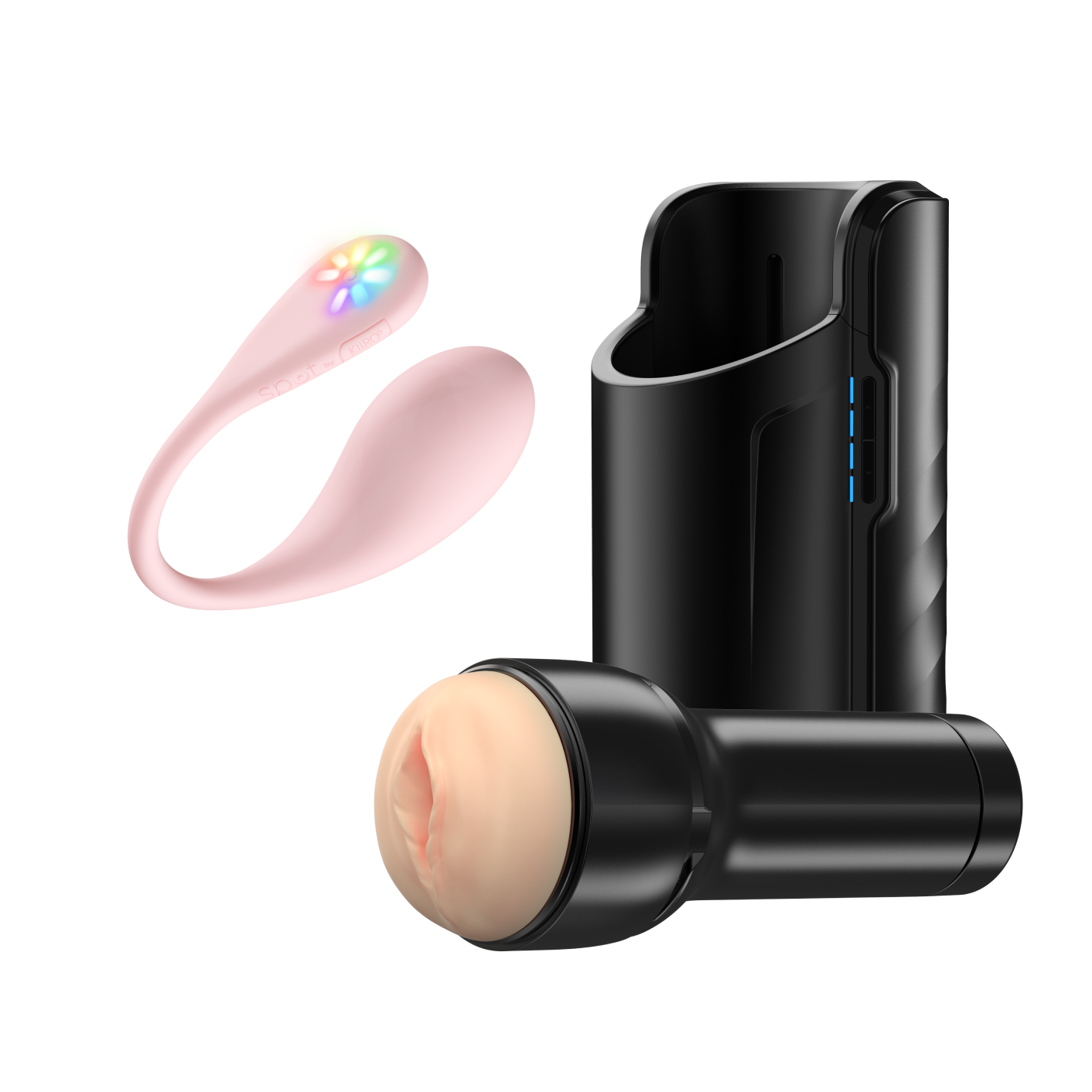  Spot, the egg vibrator, Keon, the automatic masturbator, and Feelstroker pale