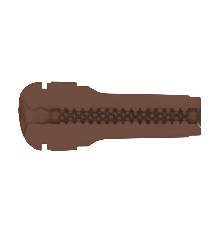 the inside of the feel stroker dark brown