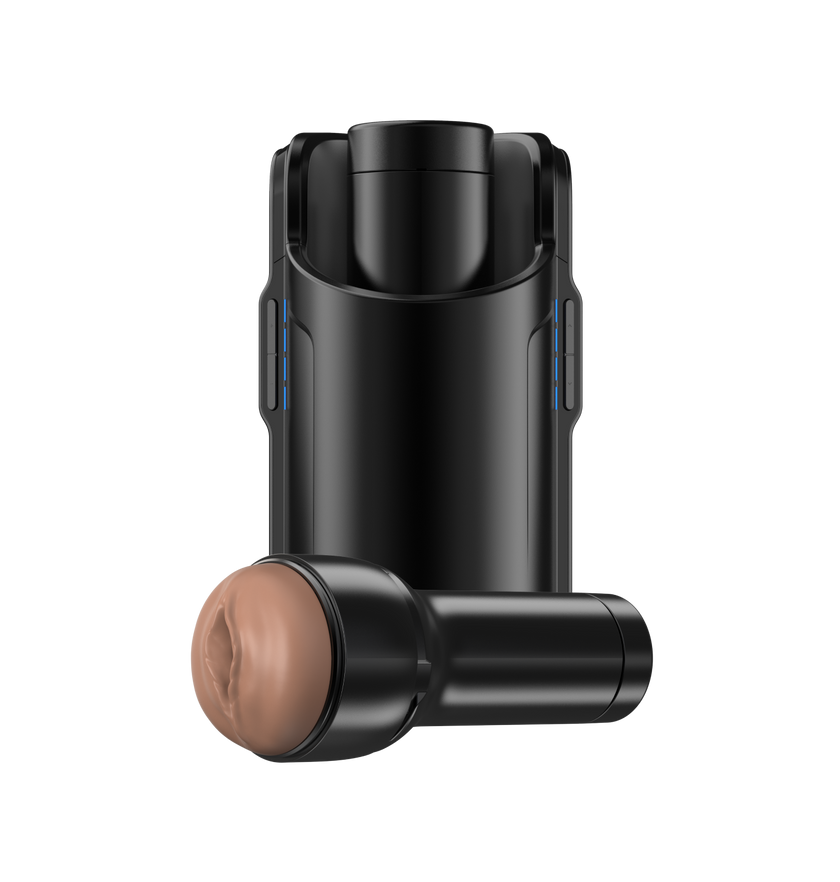 Keon automatic male masturbator and FeelStroker in mid-brown